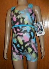 Short Unitard Foiled Graffiti Paint Print Gymnastic Acro Child over 30 available