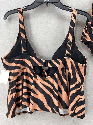NUEVO Traje de Baño ArteSands Talla 18 Estampado Animal 2 piezas Taza A - D Forrado Peplum Cintura Alta - Imagen 5 de 19