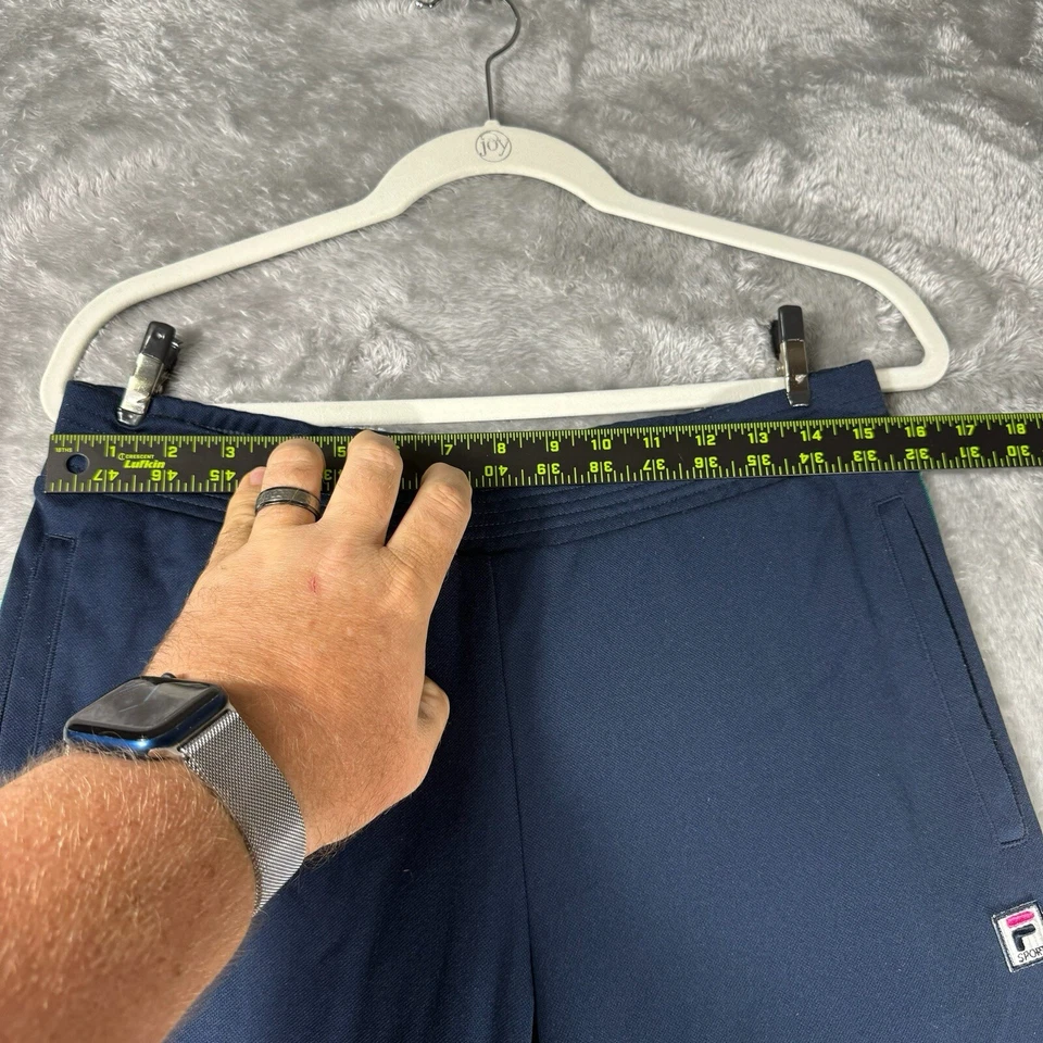 Calça de atletismo feminina Fila Sport pequena azul marinho retrô listrada atlética joggers - Imagem 3 de 4