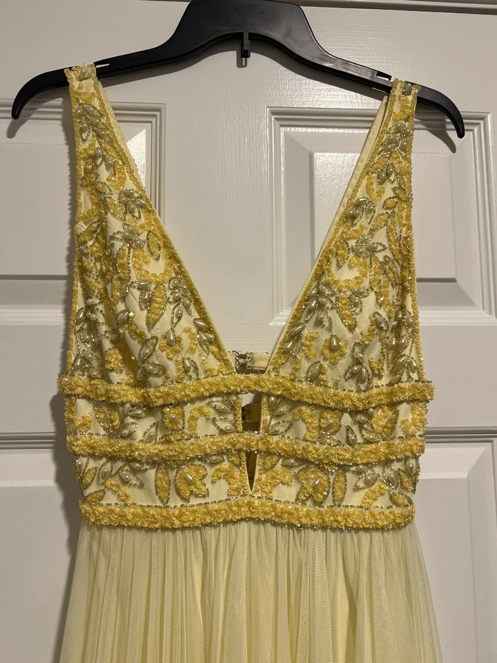 EUC Sherri Hill Prom Dress Style #53551, Yellow, Size 0 - Image 3 of 4