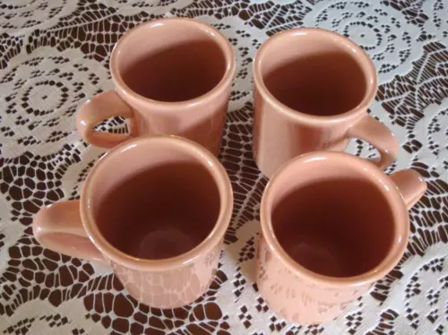 Vintage Fiestaware  Apricot Peach HLC Homer Laughlin USA Coffee Mugs Set of 4