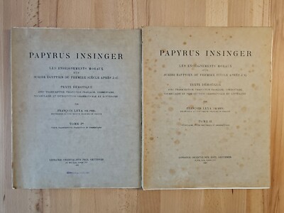 Lexa - Papyrus Insinger. Tome I: Texte. Tome II: Vocabulaire (Ägyptologie)