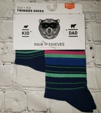 Pair of Thieves Striped Dad Kids Casual Fun Socks Blue/Green/Pink Multiple Size