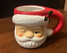 Miracle Cocktail Kingdom Winking Santa Claus Head Figural Ceramic Mug Cup