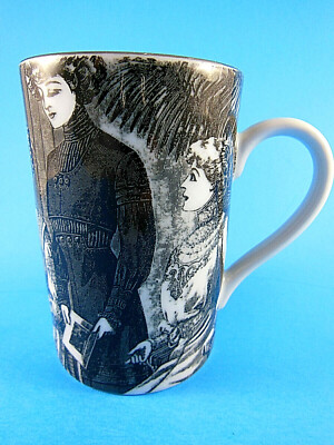 Konitz German Mug w black & white Victorian or 1890s Ladies Harper Bazaar look 