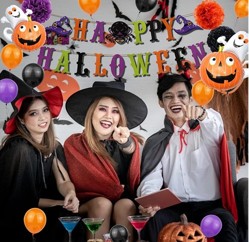 Happy Halloween Party Banner. Decoration.Reusable bunting. - Picture 18 of 26