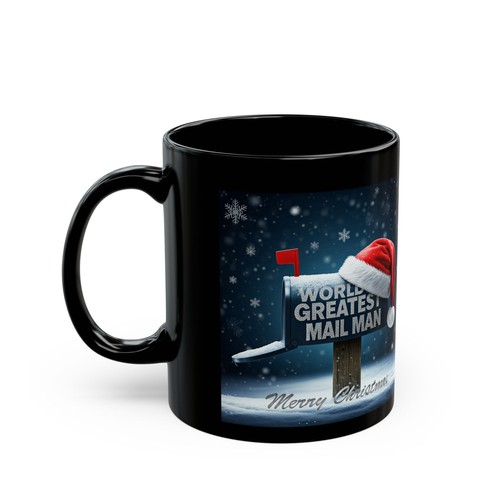 Worlds Greatest Mailman Christmas Santa Hat Coffee Cup, Postal Worker Mug - Picture 3 of 3