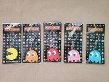 Set of 5 Pac-Man Rubber Ghost Keychains: Inky, Blinky, Pinky, Clyde