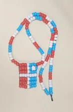 Lares, Puerto Rico Flag Beaded Necklace Handmade. Light blue