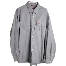 Simms Men’s Shirt Button Down Fishing Gingham Blue Long Sleeve XL 3xdry Outdoor