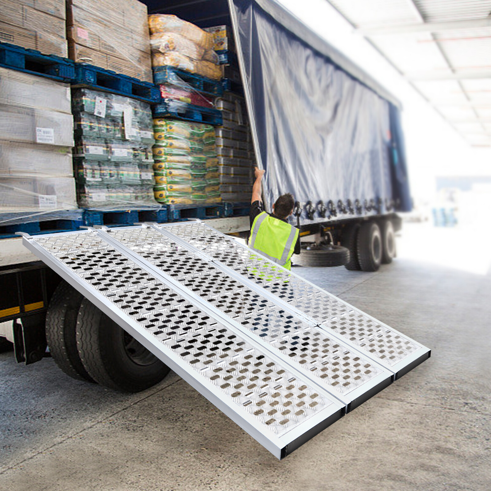 Folding Aluminum Trailer Ramp Loading Ramps Motorcycle ATV UTV Trucks 1500LB