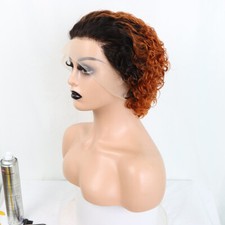 Ombre Brown Pixie Curly Wigs Soft 13 4 Lace Front Human Hair Wigs Pre Plucked