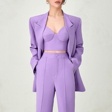Women Suits Slim Fit Single Breasted Jacket Blazers Trousers for Formal Wedding