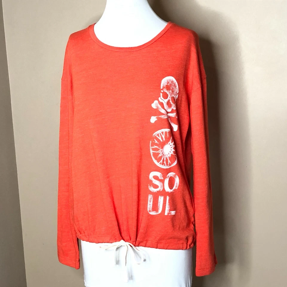 Moletom Soulcycle Feminino Tamanho Grande Caveira Ossos Cruzados Cordão Bainha Top Novo - Imagem 2 de 4