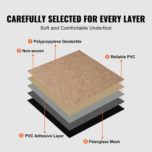 VEVOR Carpet Tile Floor 16pcs Squares w/Padding Attached 20"x 20"Dark Brown - Picture 4 of 12