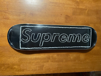 SUPREME KAWS CHALK LOGO SKATEBOARD DECK BLACK SS21 | eBay