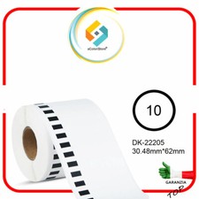 Etichette adesive per Brother DK 22205 QL500 QL500A QL550 QL560VP 10 Rotoli