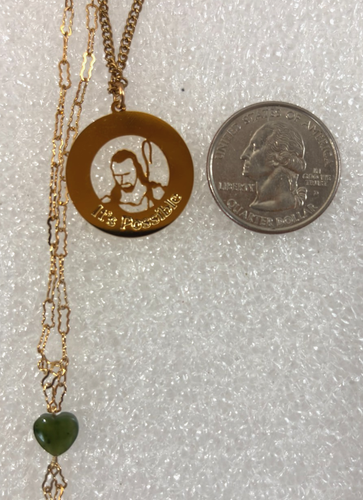 Necklace Christian Jesus "It's Possible" Pendant, 18" + Jade Heart Necklace 24" - Picture 2 of 9