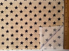 Large Blue Stars on Cream Cotton Quilting Sewing Fabric - By the Yard