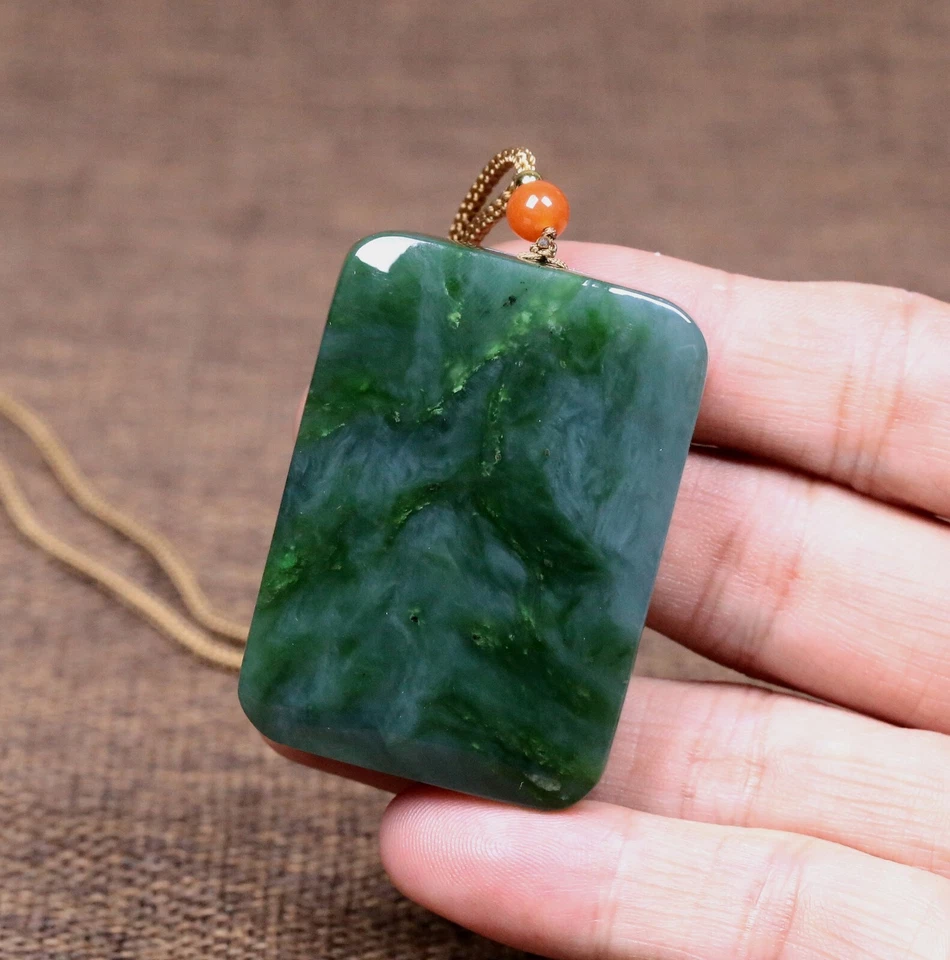 Certified 100% Natural Hetian Jade Pendants~Amuletet 和田碧玉,,平安无事八方来财玉佩,实物非常漂亮 - Image 3 of 4