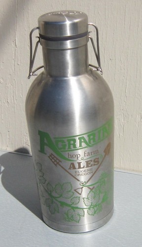 AGRARIAN BREWING Hop Farm Stainless Steel GROWLER 64 oz SS Growler Eugene Oregon