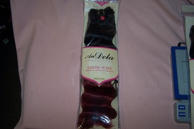 Au Dela Collection Loose Wave 100% Human & Premium Blend Hair 14'' Color Burgundy