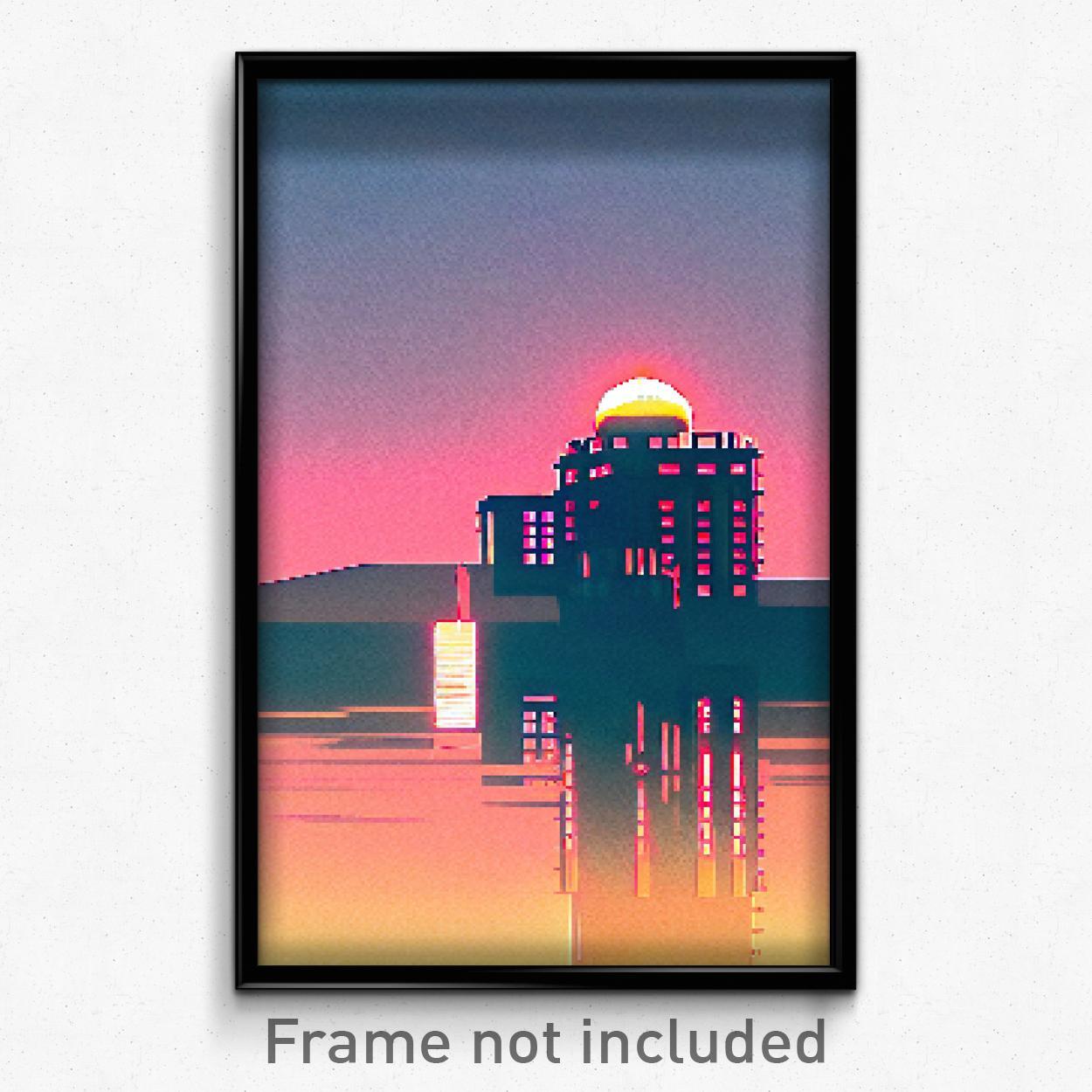 8 Bit Psychedelic Pixel Art Poster - Negligible Domain Trippy Gamer Print