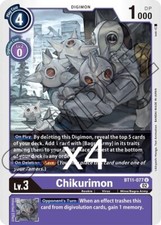 4X Digimon Card Game Chikurimon BT11-077 Uncommon NM