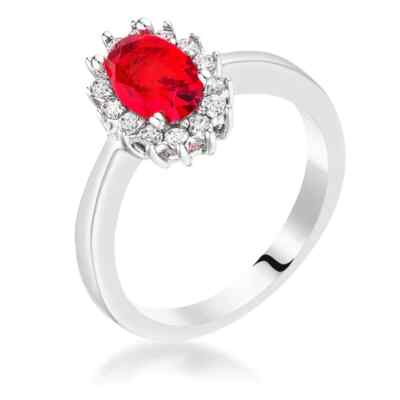Ruby Red CZ Petite Oval Ring | eBay