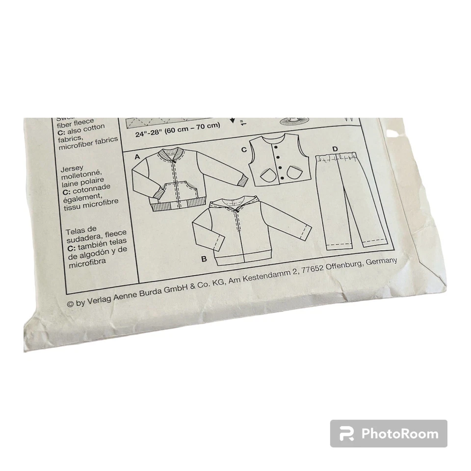 Burda 9672 Boys Jacket Top Vest Pants Sewing Pattern Uncut Size 3-10 - Image 4 of 4