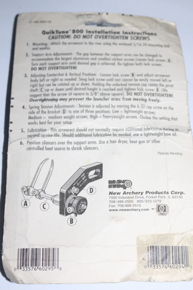 QuickTune Model 800 LH archery bow arrowrest, NEW, easy high,med,low tension adj - Image 4 of 4