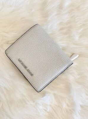 NWT Michael Kors MK Mercer Leather Carryall Card Case Folding Wallet Cement Grey