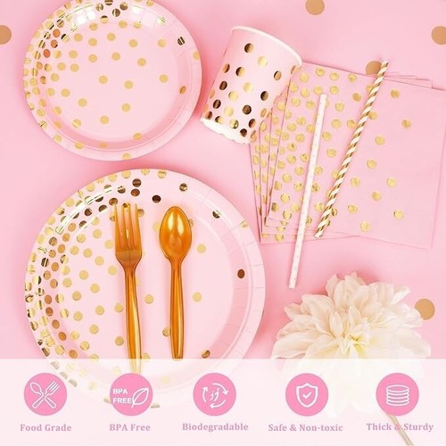 Platos desechables para fiestas baby shower accesorios 350PCS 50 invitados NUEVO - Picture 7 of 8