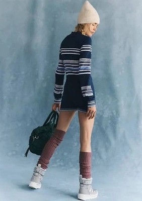 Free People Movement Blue It's Cold Outside Playsuit Navy Striped Sz S Athletic