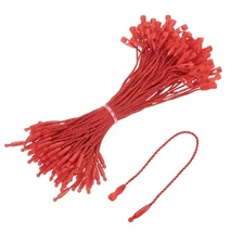 Cotton Hang Tag String Snap Lock Pins Red 4.7 Inch Pack of 100