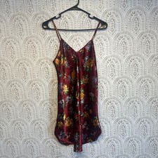 90s Floral Slip Dress Intimate Affair California Burgundy S Y2K Cottage-core