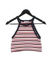 Zara Women's Top M Multi Striped 100% Other Sleeveless Round Neck Cropped