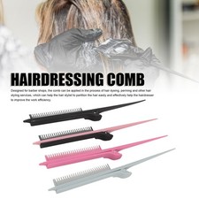 4 Color Rat Tail Highlights Comb with Hair Clip Hair Dyeing Barber Comb Perm