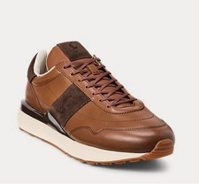 Polo Ralph Lauren Men's Train 89 Low-Top Leather Sneakers US 10.5 D Clay Tan