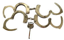 Handcuffs 2 STAR Brand Spain Working 1 Key Included Heavy Duty Law Enforcement