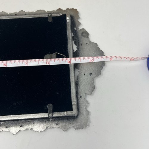 Vintage Ornate Metal Wall Mirrors Floral Design Set Of Two Velvet Back Frame - Picture 4 of 10