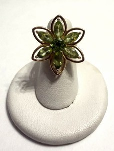 Authentic Sterling Silver Gold Plated Peridot Flower Ring Size 5