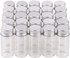 100 10Ml Vials Small Mini Tiny Glass Bottles Clear Empty Jars with Aluminum Top