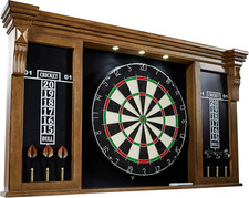 Barrington Pre-Assembled Wood Dartboard Cabinet with 18 Bristle Dartboard Set