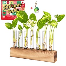 KAXYEW Plant Terrarium with Wooden Stand, Plant Propagation Tubes, 7 Test Tub...