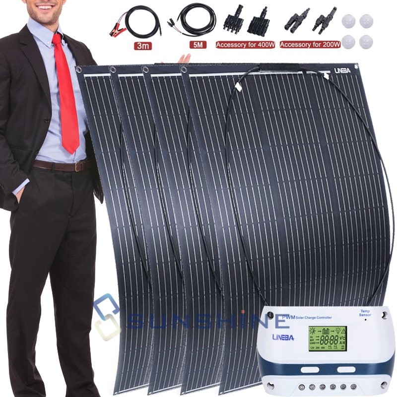 Portable Flexible Solar Panel 100W 200W 400W w/ 30A Controller for Power Station. Available Now for $275.99