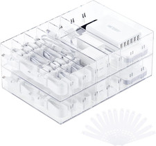 2 Pcs Clear Cable Charger Organizer Box, Large Adjustable Compartments, Stacka
