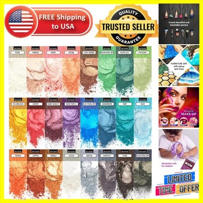 Cosmetic Grade Mica Powder - 24 Vibrant Colors for Resin, Nails & Soap Making