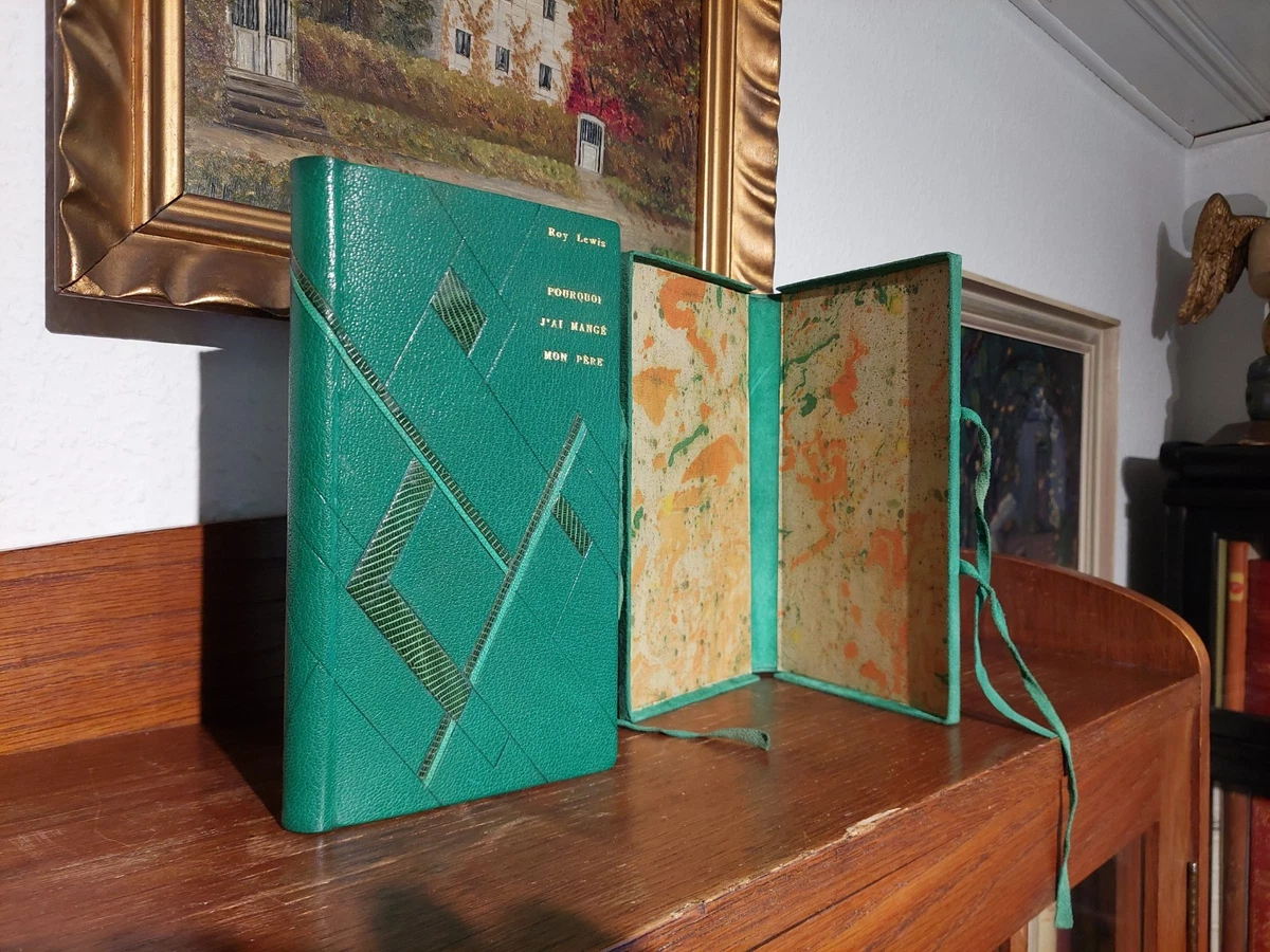Roy Lewis VERCORS Steinzeit Satire Fantasy LEDER HANDEINBAND Designer Binding