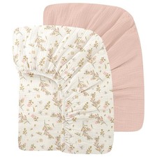 Organic Baby Crib Sheets 52x28 Inches 2 Pack 100 Muslin Cotton Soft Fitted C...